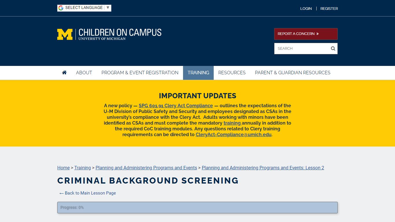 Criminal Background Screening | Children on Campus